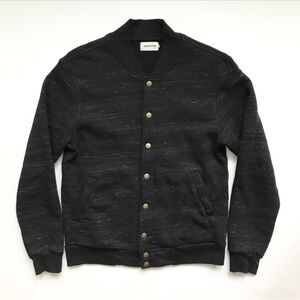 Taylor Stitch Heathered Black Bomber Jacket Cotton Blend Size 44